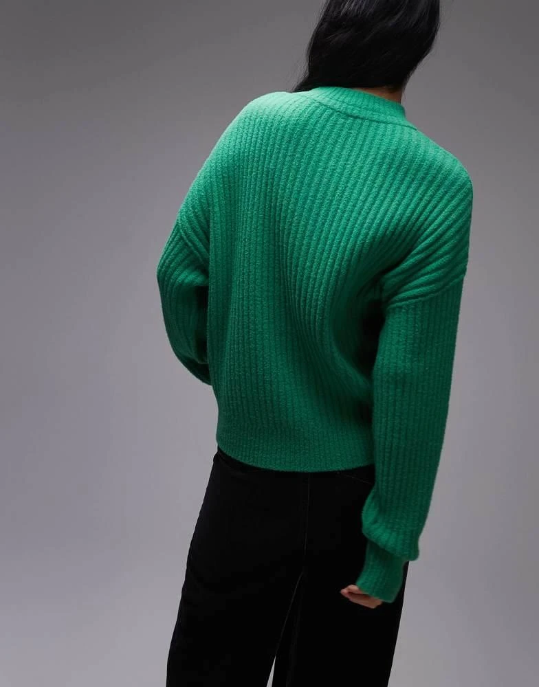 Free People Free People half-button chunky jumper in green 3