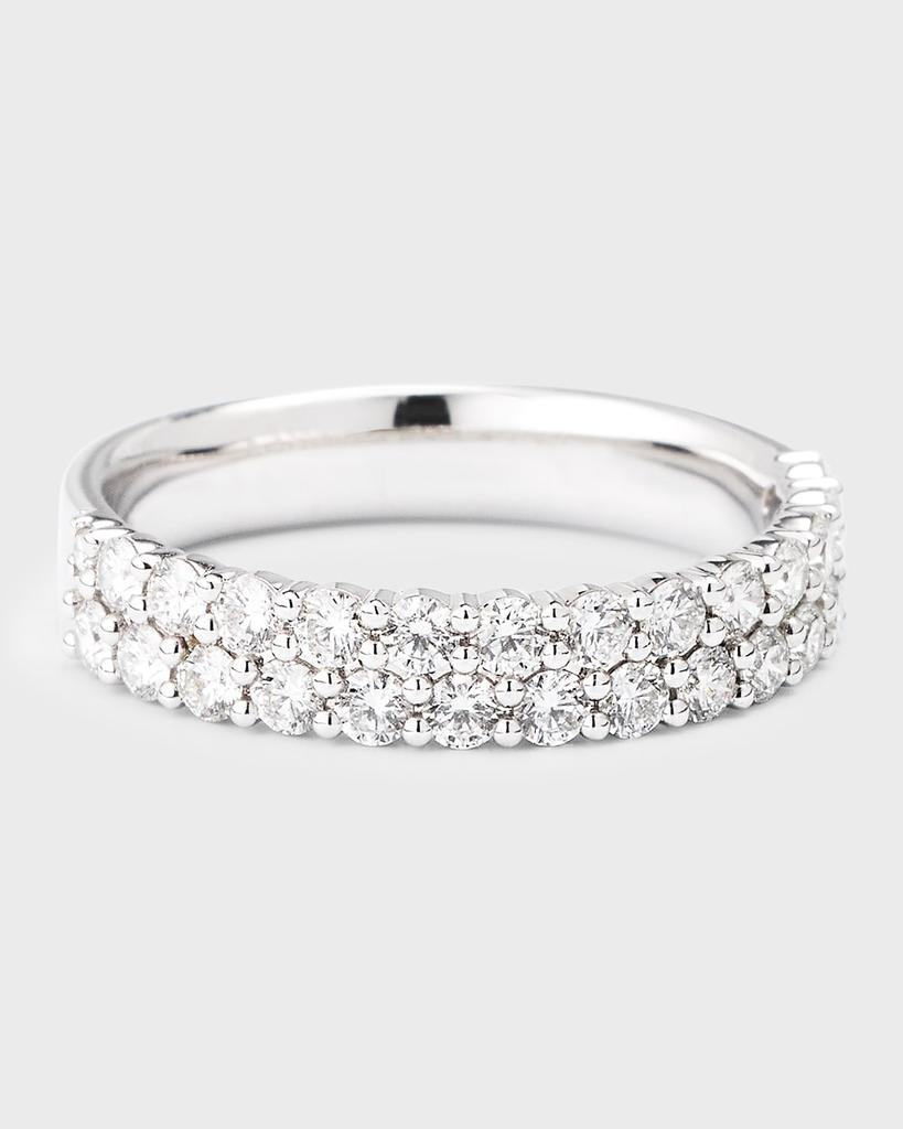 Memoire 18K White Gold Paramount Diamond 2 Row Band, Size 8, 1.03tcw