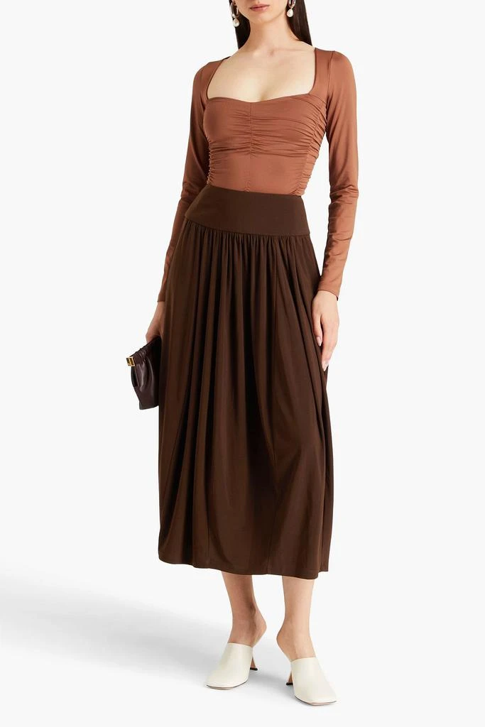 Tibi Gathered jersey midi skirt 2