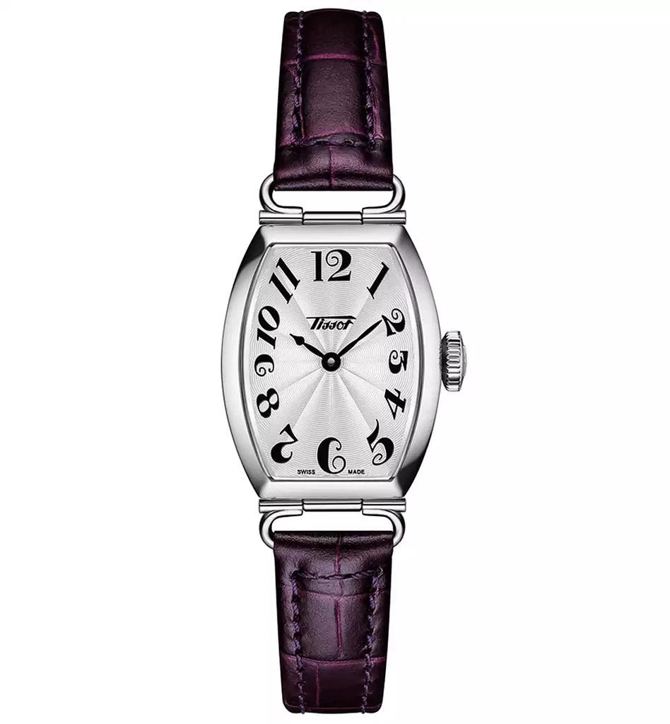 Tissot Women's Swiss Heritage Porto Purple Leather Strap Watch 22x30mm 1