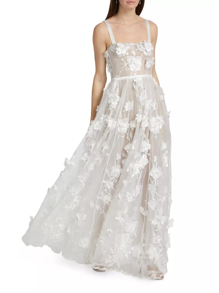 BRONX AND BANCO Anastasia Floral Appliqué Gown