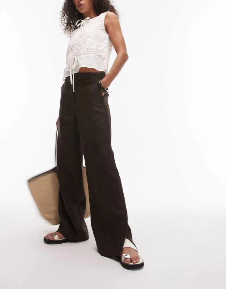 & Other Stories & Other Stories linen trousers in dark brown 1