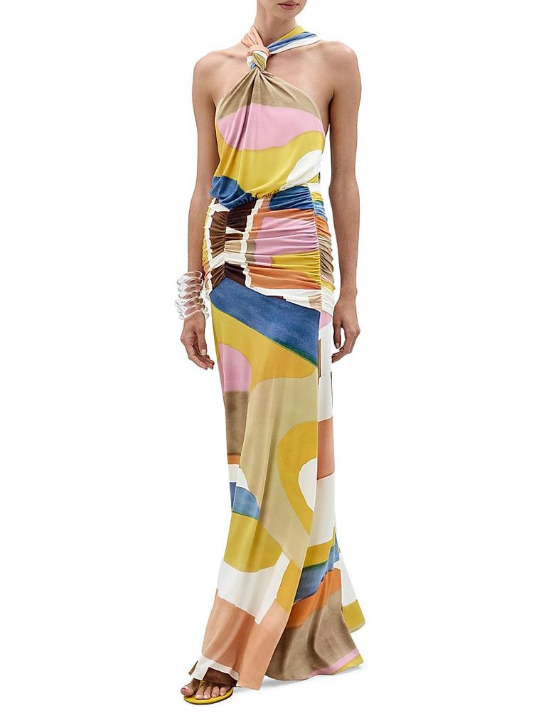 Silvia Tcherassi Jedda Abstact Ruched Halter Gown