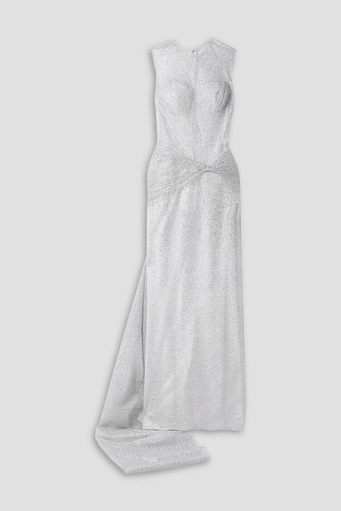 Sandra Mansour Sunlight ruched glittered tulle gown
