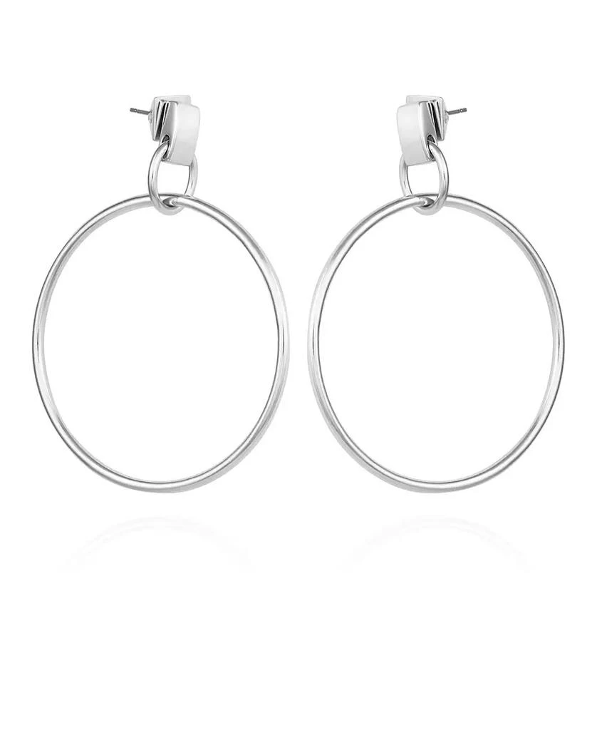 Vince Camuto Silver-Tone Drop Hoop Earrings 1
