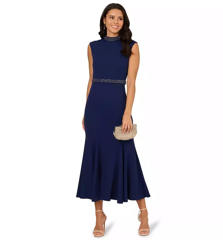 Adrianna Papell Petites Mock-Neck Crepe Midi Dress