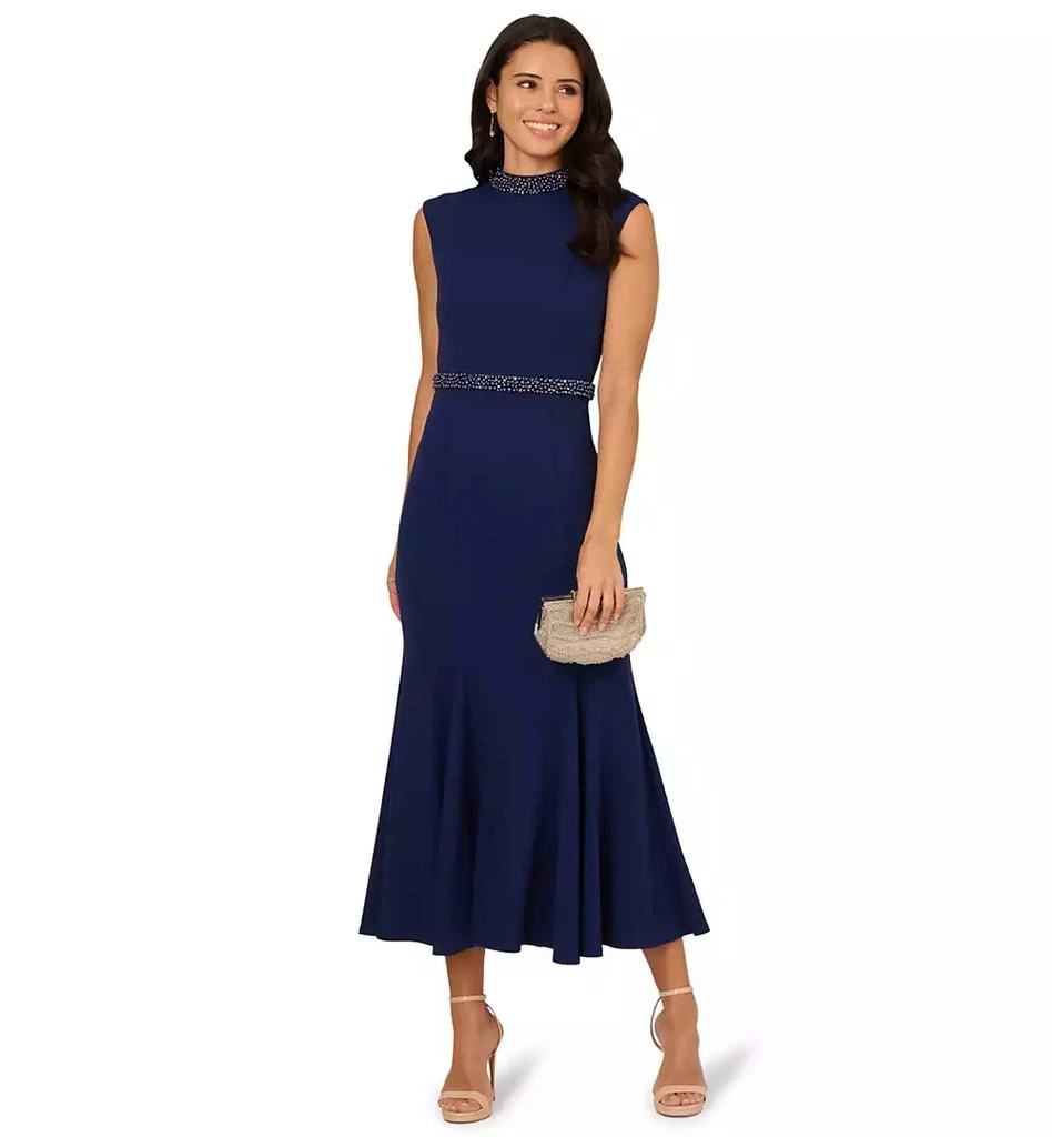 Adrianna Papell Petites Mock-Neck Crepe Midi Dress 1
