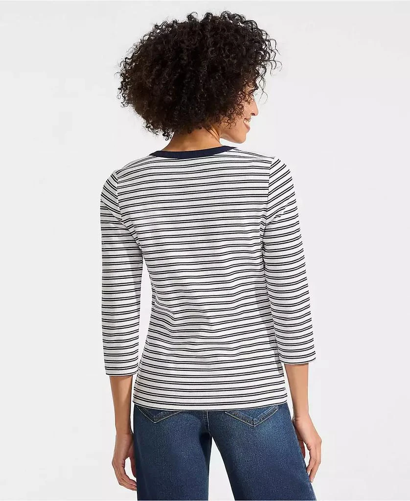Lands
End Women
s 3/4 Sleeve Polished Rib Henley Top 2
