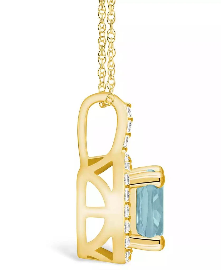 Macy's Aquamarine (2 Ct. T.W.) and Diamond (1/4 Ct. T.W.) Halo Pendant Necklace in 14K Yellow Gold 3