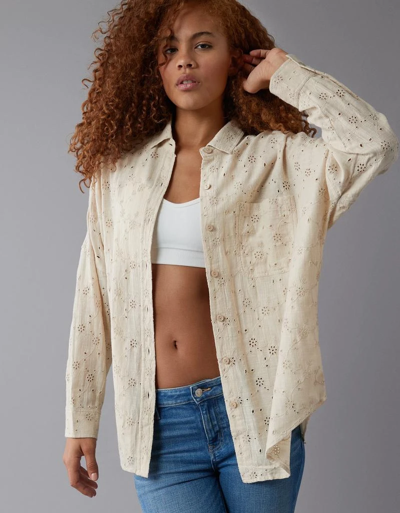 AE AE Go Big Oversized Eyelet Embroidered Shirt 1