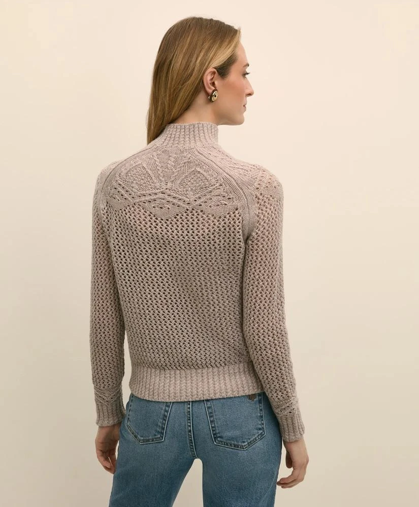 Brooks Brothers Wool Pointelle Open Knit Mock Neck Sweater 4