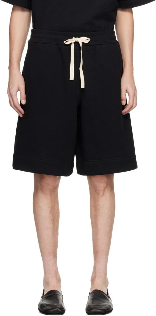 Jil Sander Black Cotton Terry Shorts 1