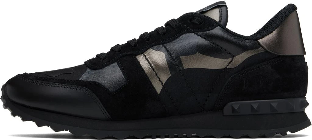 Valentino Black Rockrunner Camouflage Noir Metallic Sneakers 3