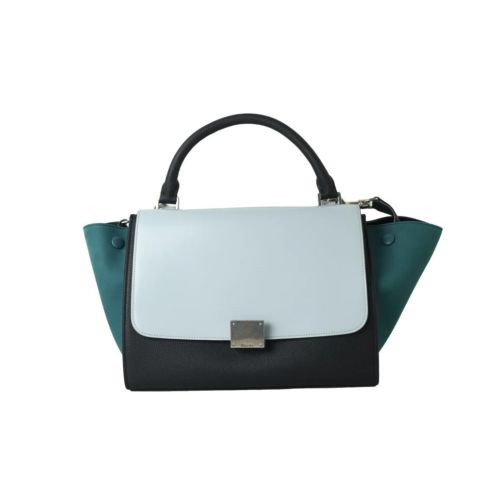 CELINE Celine Small Trapeze Bag White Navy Light Blue Green 1