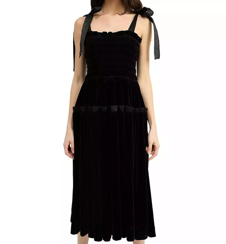 En Saison Women's McKenna Smocked Tie-Shoulder Midi Dress 1