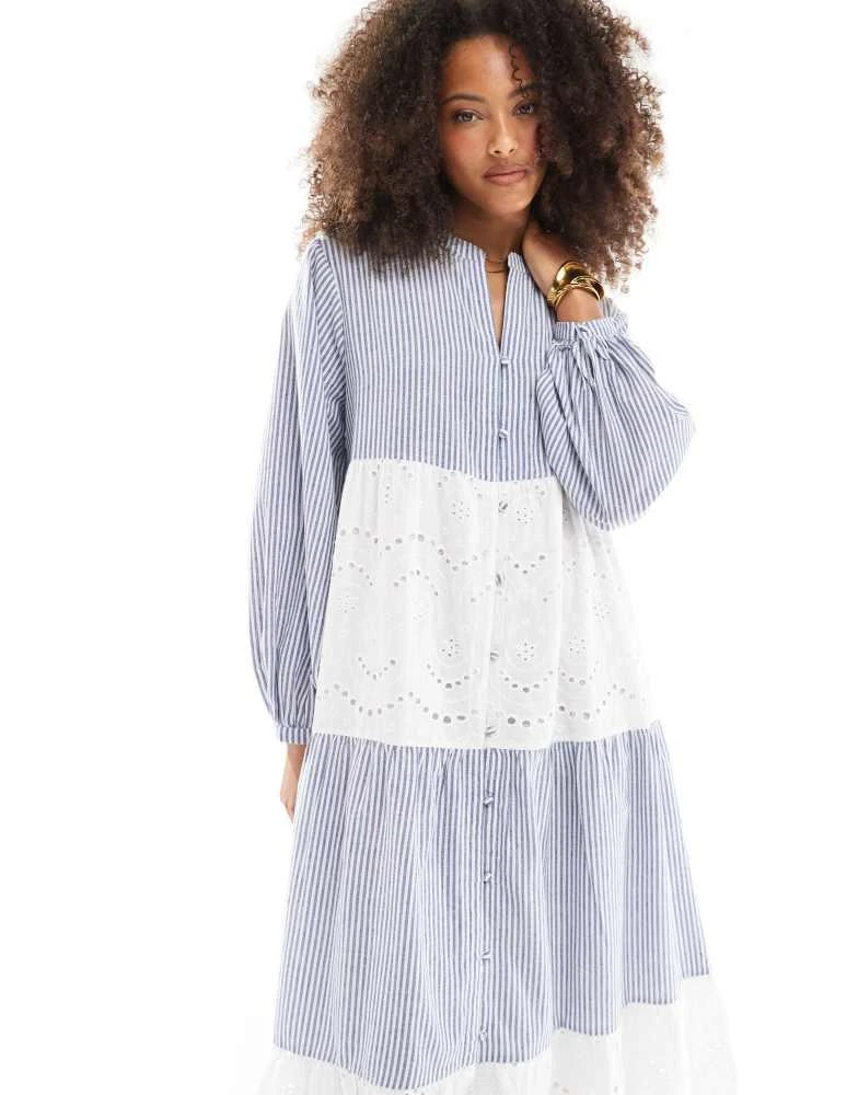 Native Youth tiered broderie insert striped maxi smock dress in blue On Sale Now with Up to 31% Off | Discover Exclusive Deals & Savings at BeyondStyle Authentic Native Youth Native Youth tiered broderie insert striped maxi smock dress in blue On Sale Now with Up to 31% Off | Discover Exclusive Deals & Savings at BeyondStyle Authentic Native Youth