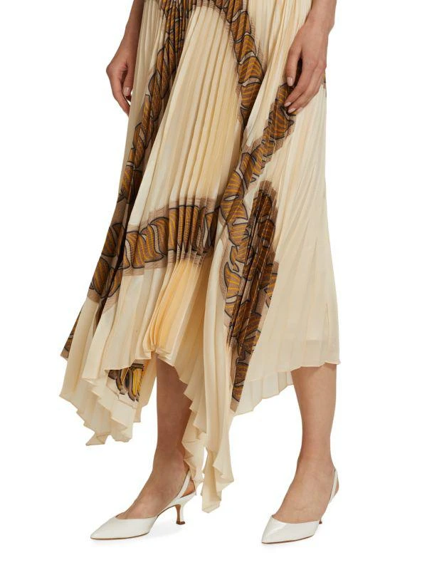 Lafayette 148 New York Rope-Print Pleated Silk Handkerchief Skirt 4
