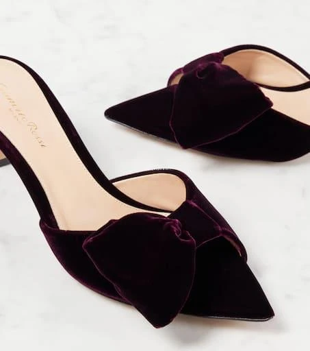 Gianvito Rossi 55 bow-detail velvet mules 5