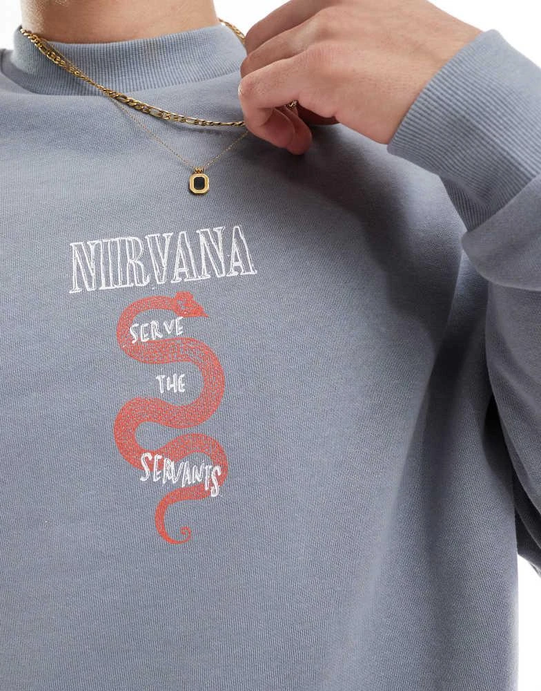 ASOS ASOS DESIGN unisex oversized sweatshirt with Nirvana Serve The Servants prints in grey 3