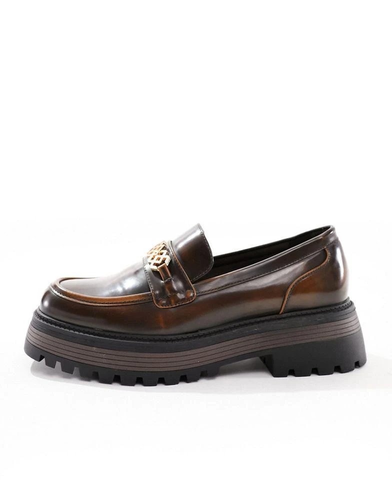 ASOS ASOS DESIGN chunky brown loafers in faux leather 2