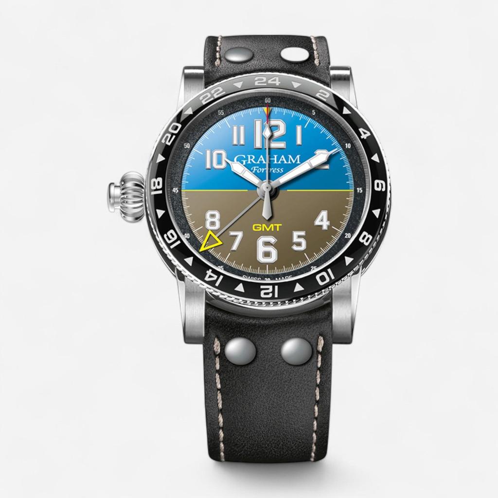 Graham’s Graham Fortress City GMT Blue & Brown Limited Edition Stainless Steel Automatic Men's Watch 2FOBC.C01A
