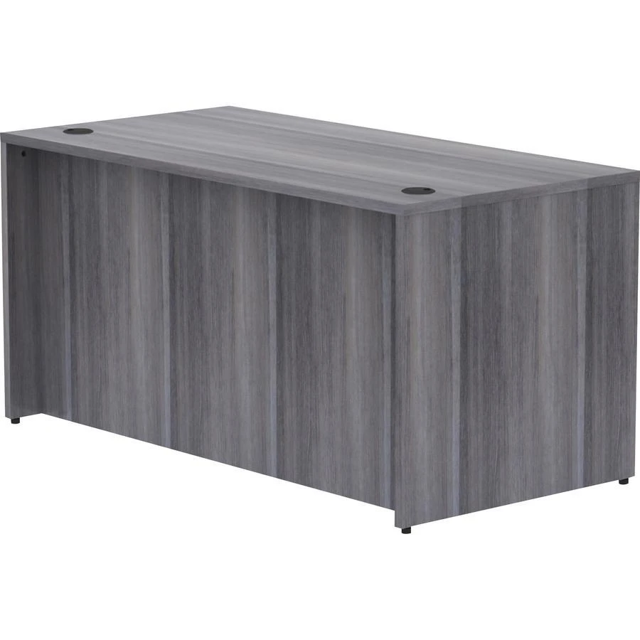 Lorell Essentials Series Rectangular Desk Shell - 60" x 30"29.5" , 1" Top - Laminate, Weathered Charcoal Table Top - Grommet 2