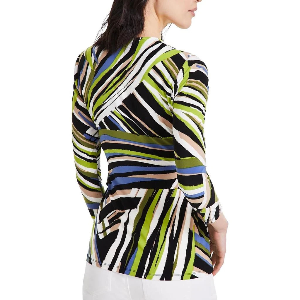 Anne Klein Womens Printed Surplice Wrap Top 2