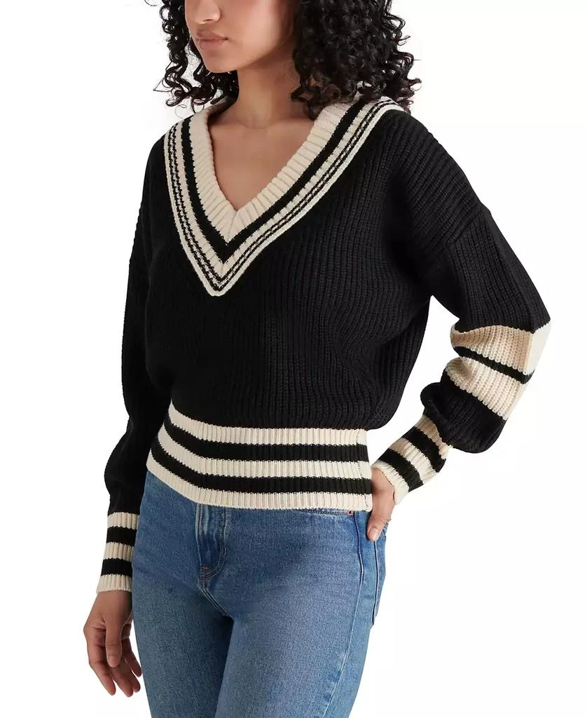Steve Madden Women's Jen V-Neck Tipping-Detail Sweater 3