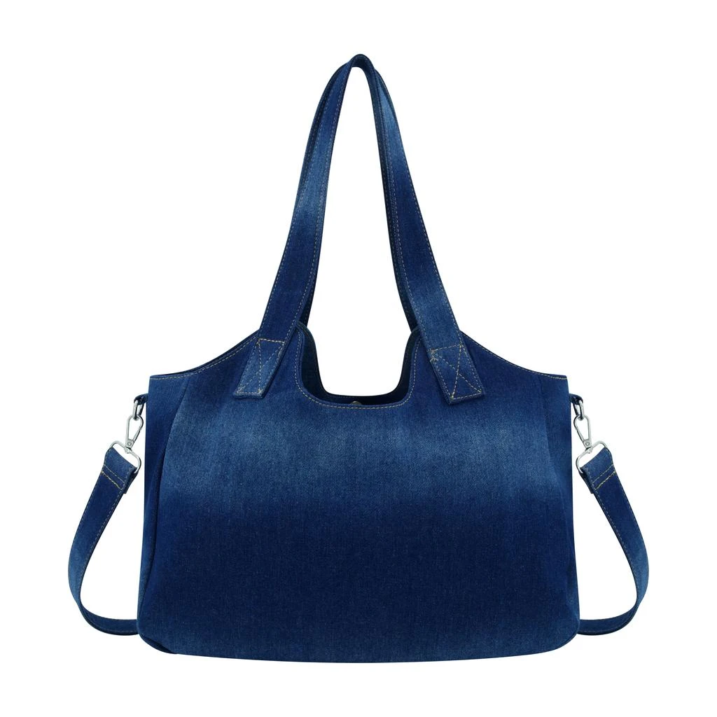 True Religion Horseshoe Stitch DARK DENIM Satchel 4