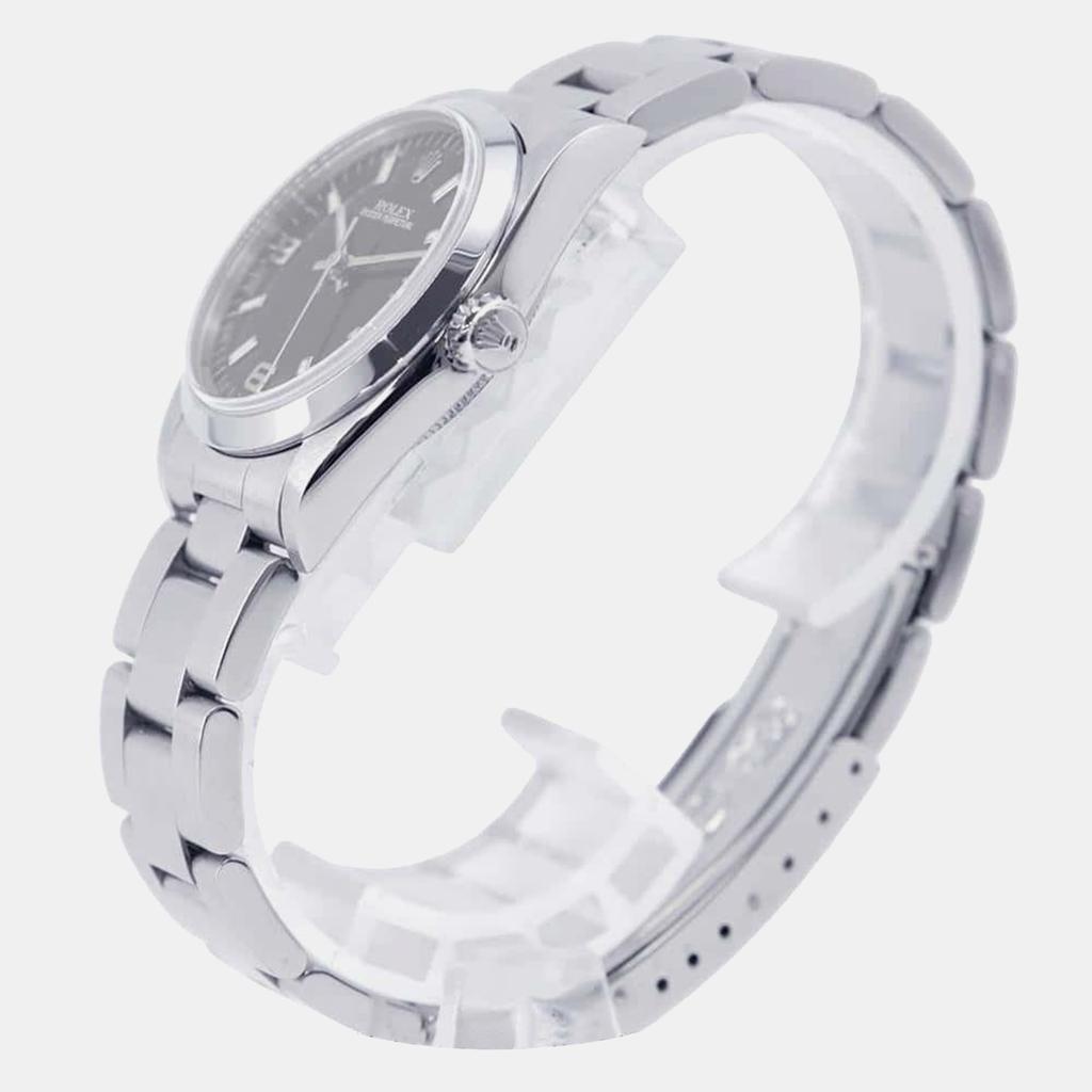 Rolex Rolex Black Stainless Steel Oyster Perpetual 77080 Automatic Men's Wristwatch 31 mm