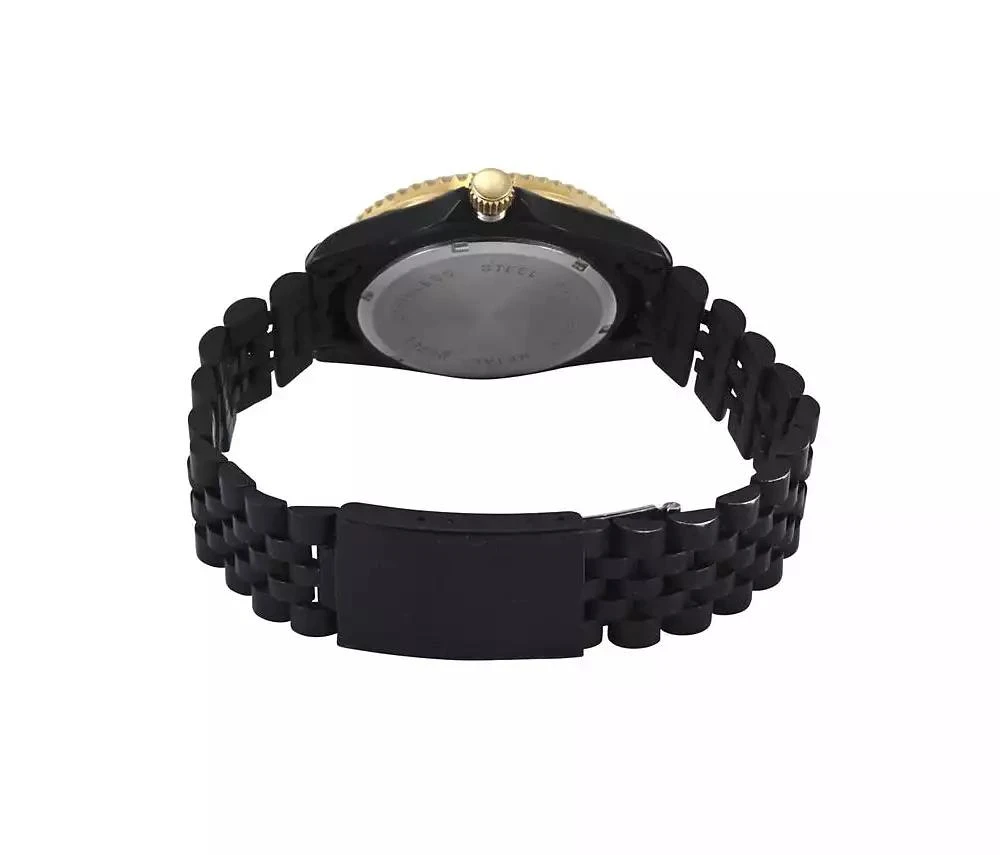 Peugeot Men's Round 40mm Day-Date Rotating Bezel Watch with Matte Black Bracelet 3