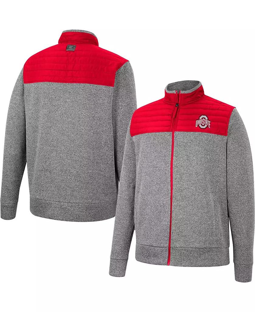 Colosseum Men's Gray, Scarlet Ohio State Buckeyes Putter Herringbone Full-Zip Jacket