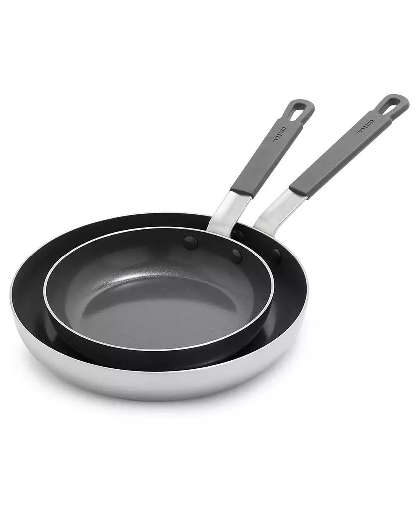 Greenpan X Bobby Flay Nonstick Stainless Steel 8" and 10" Frypan Set 1