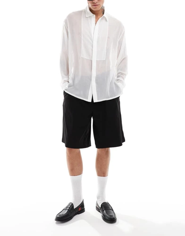 ASOS ASOS DESIGN 90s oversized organza shirt with bib detail in white 2