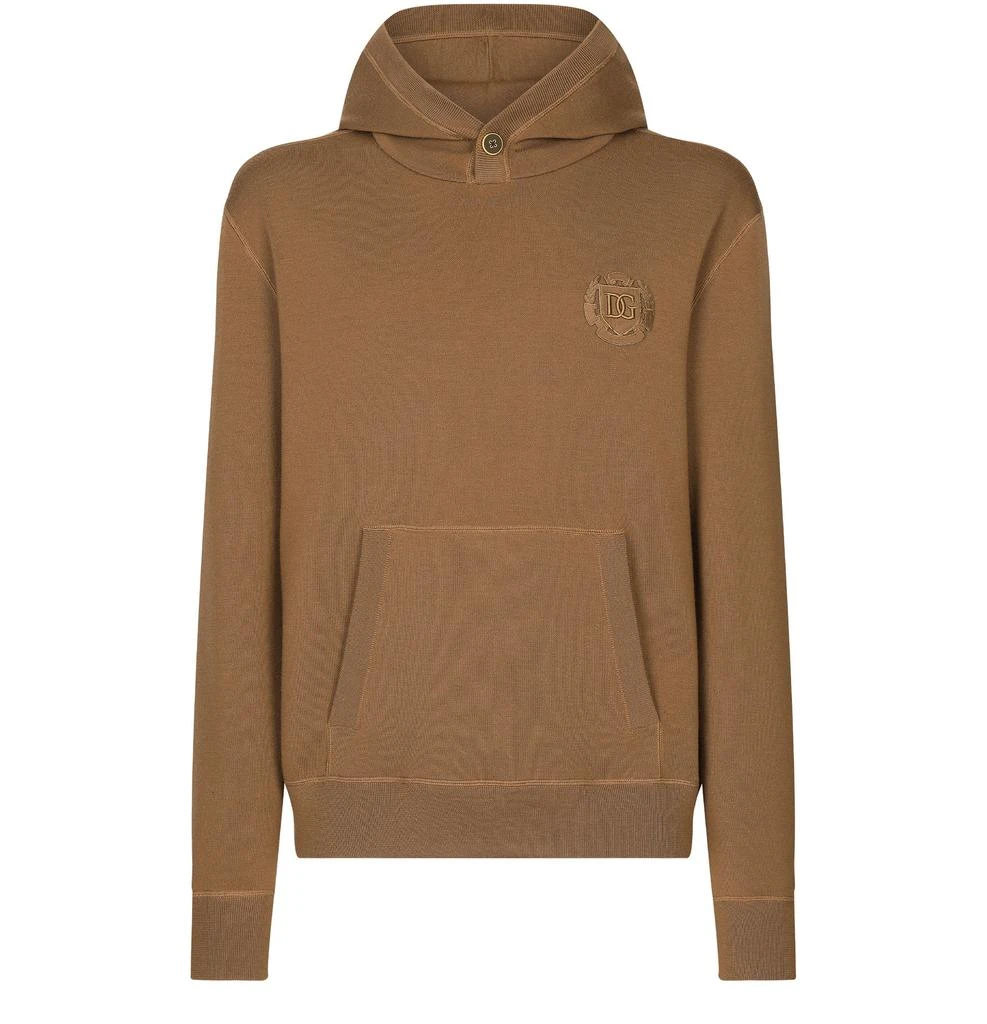 Dolce & Gabbana Wool and silk hoodie with DG patch 2