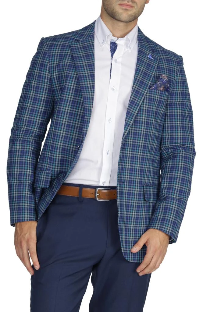 TailorByrd Teal Multi Plaid Sport Coat 1