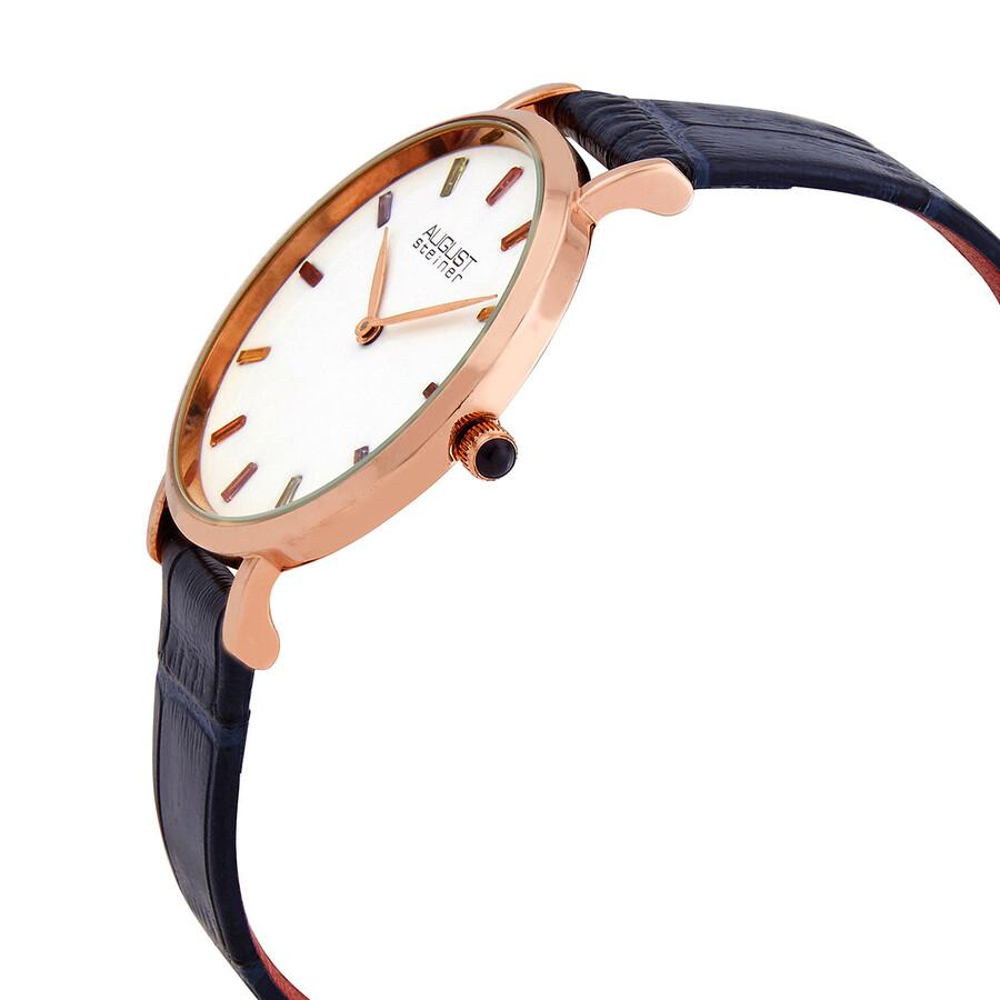August Steiner Quartz White Dial Blue Leather Ladies Watch AS8287BU
