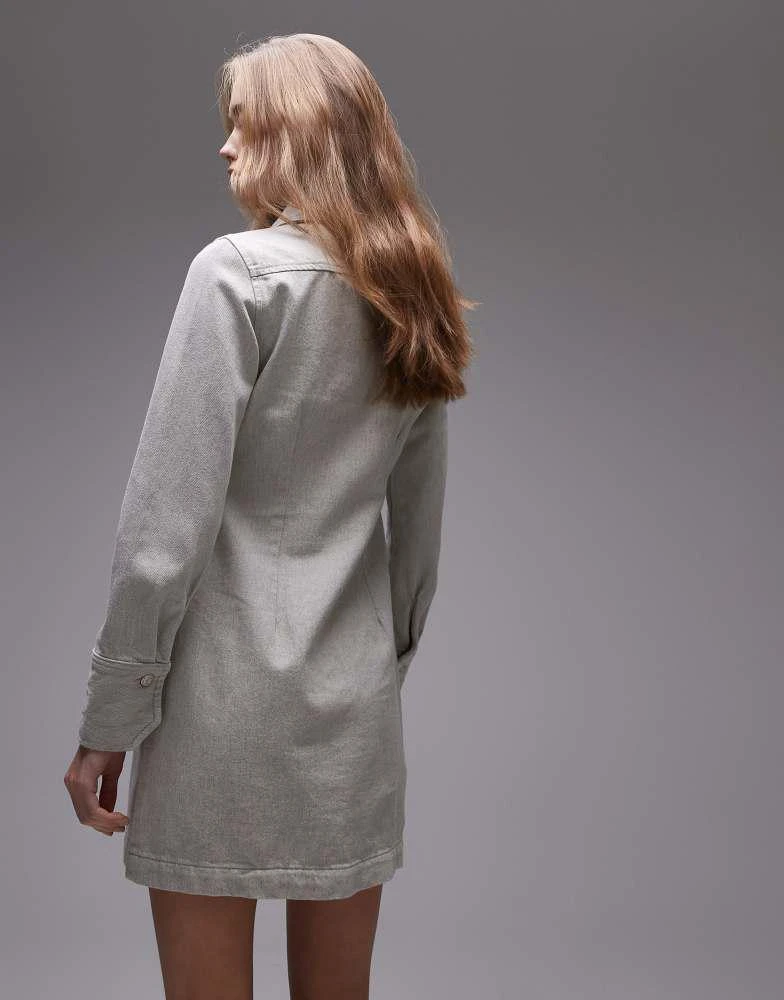 Topshop Topshop denim zip through shirt dress in ecru 4
