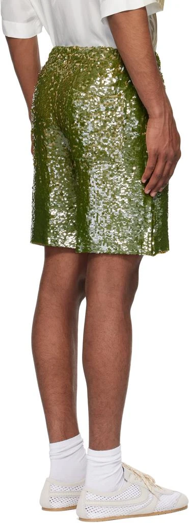 Dries Van Noten Khaki Sequinned Shorts 3