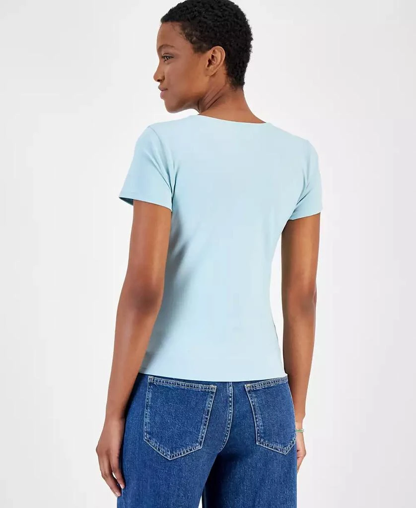 On 34th Women's Cap-Sleeve Square-Neck Tee, Created for Macy's 2