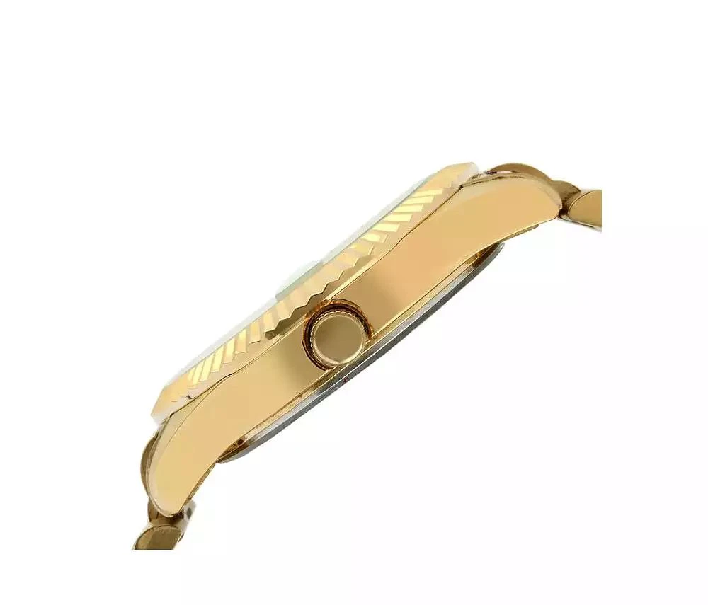 Peugeot Men's 40mm White Face Fluted Bezel Gold Bracelet Watch 3