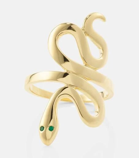 Ileana Makri 18kt gold ring with emeralds 1