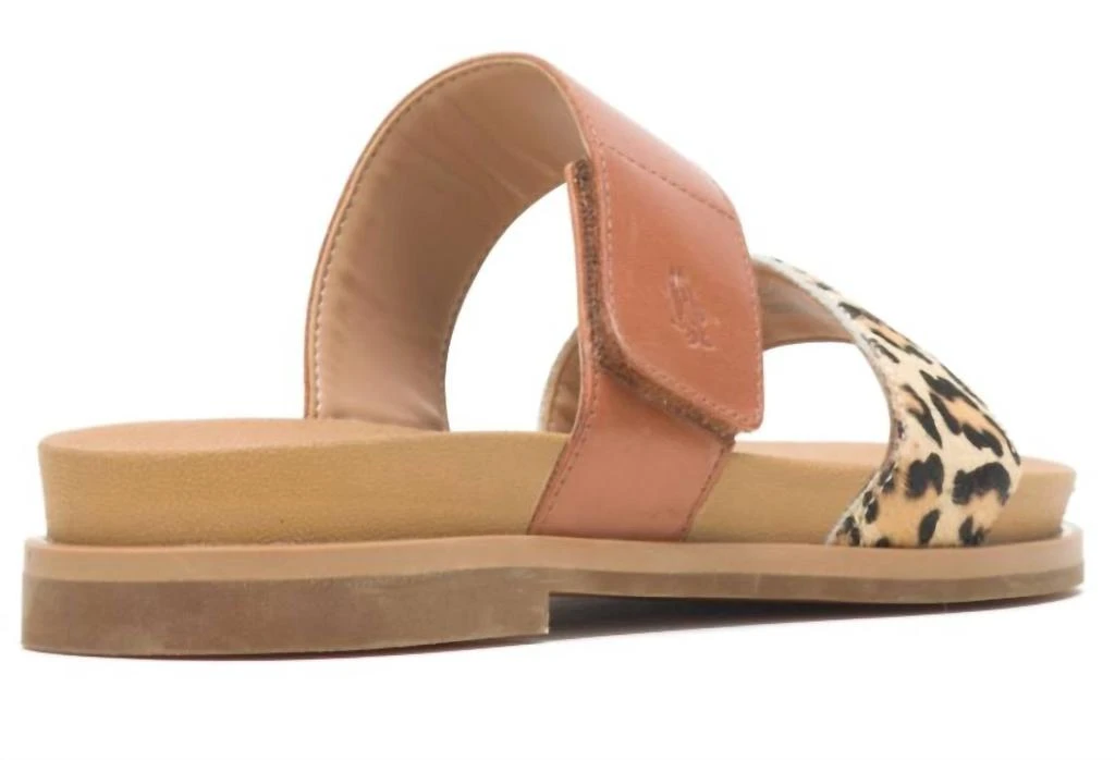 Hush Puppies Lilly 2 Band Slides In Amber Brown/leopard 3