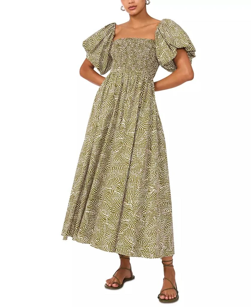 1. State Women's Printed Puff-Sleeve Midi Dress 1