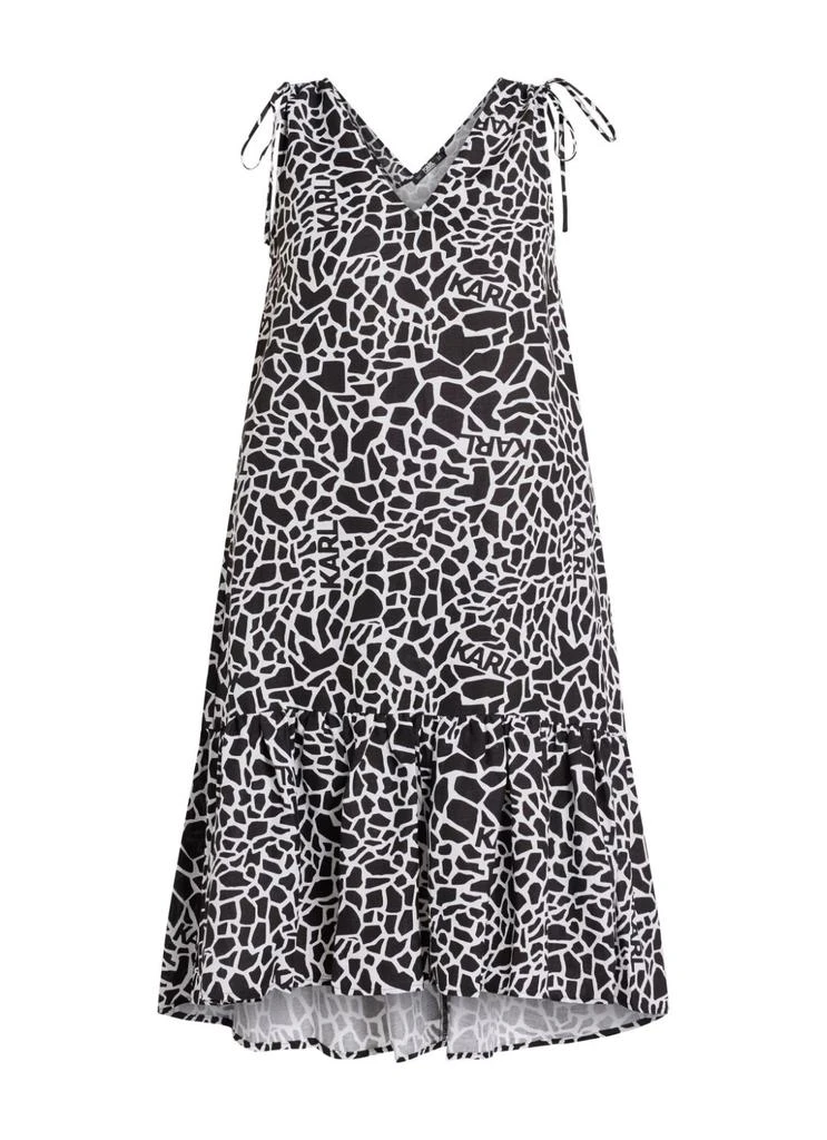 knee length dresses for ladies Monochrome linen blend dress | Pristine | Women | KARL LAGERFELD