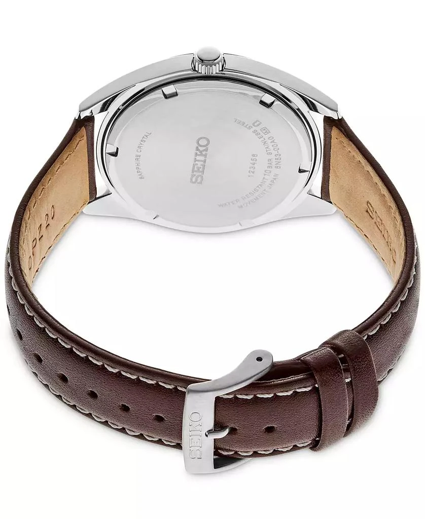 Seiko Men's Essentials Brown Leather Strap Watch 40mm 3