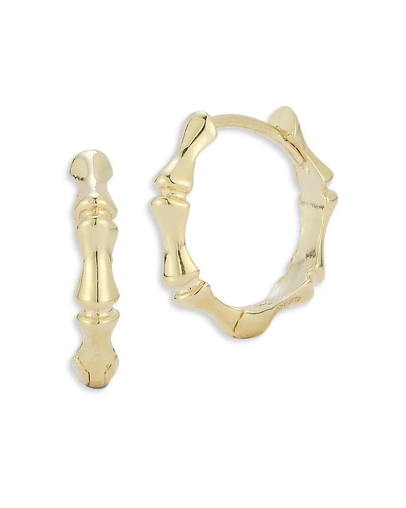 Moon & Meadow 14K Yellow Gold Bamboo Huggie Earrings - Exclusive 1