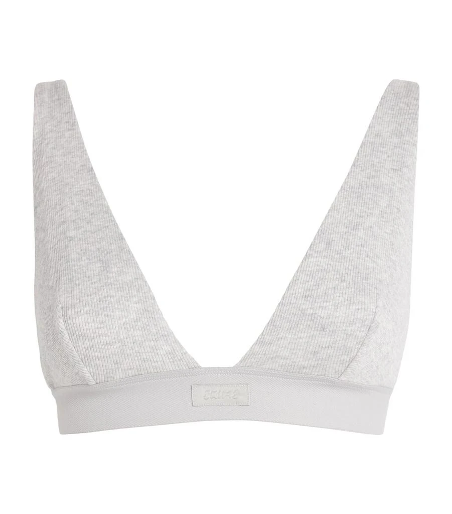 SKIMS Stretch-Cotton Ribbed Plunge Bralette 1
