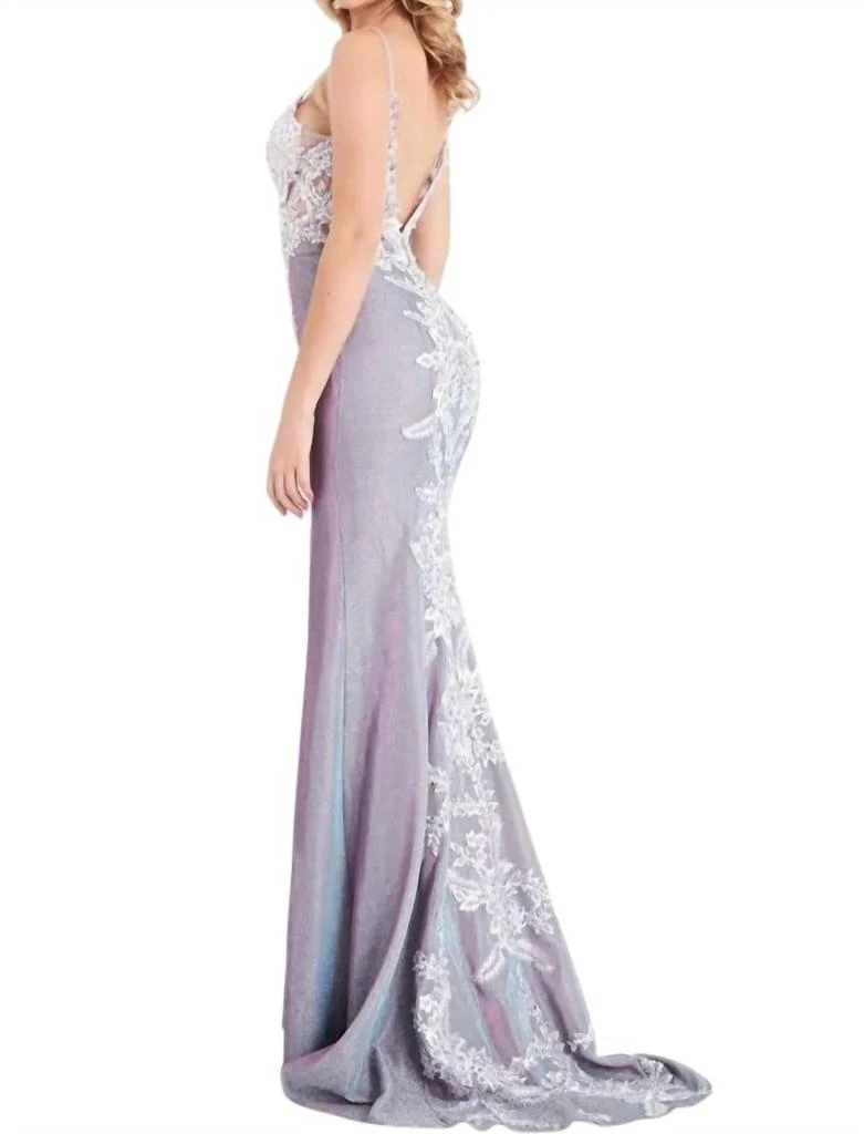 Jovani Embroidered Bodice Fitted Prom Dress In Lilac 3