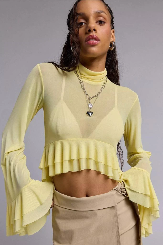 AFRM AFRM Pru Sheer Mesh Ruffle Turtleneck Top 2